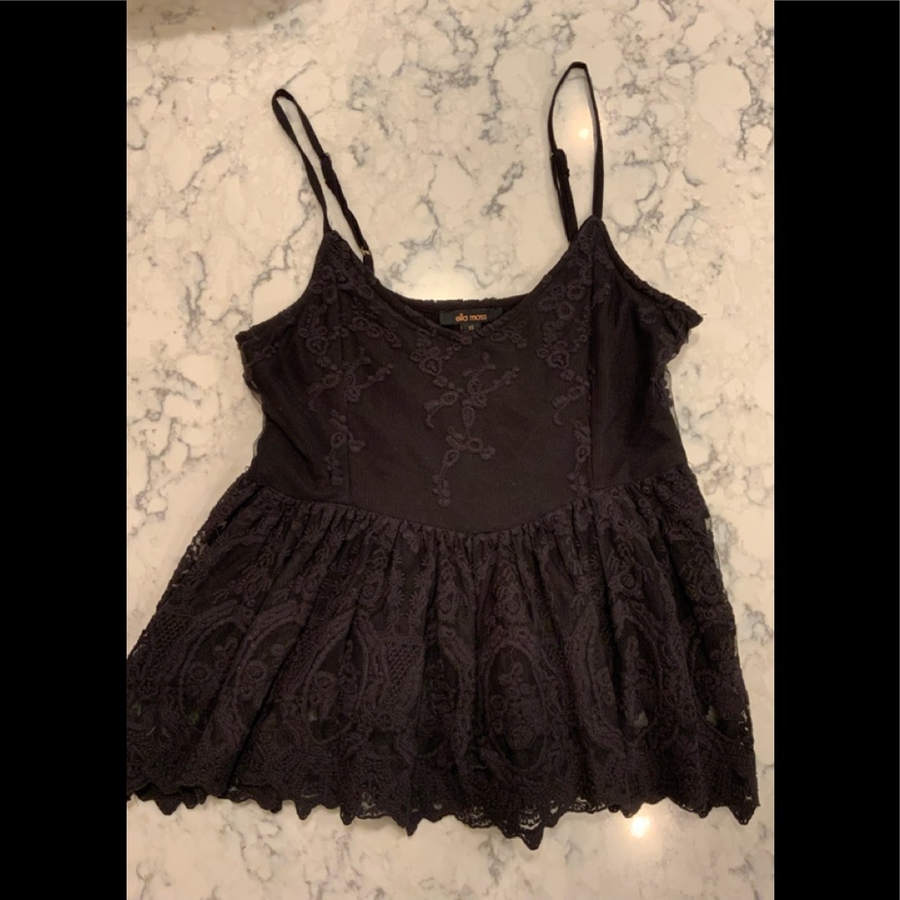 Black Ella Moss Lace Babydoll Camisole